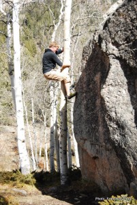 Junk on the trunk: descending from High Times Boulder.
