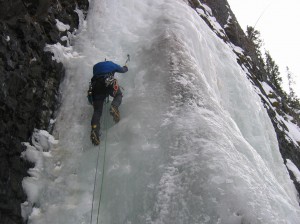 Blake makes it happen on his first ice lead -- "Switchback Falls," Hyalite